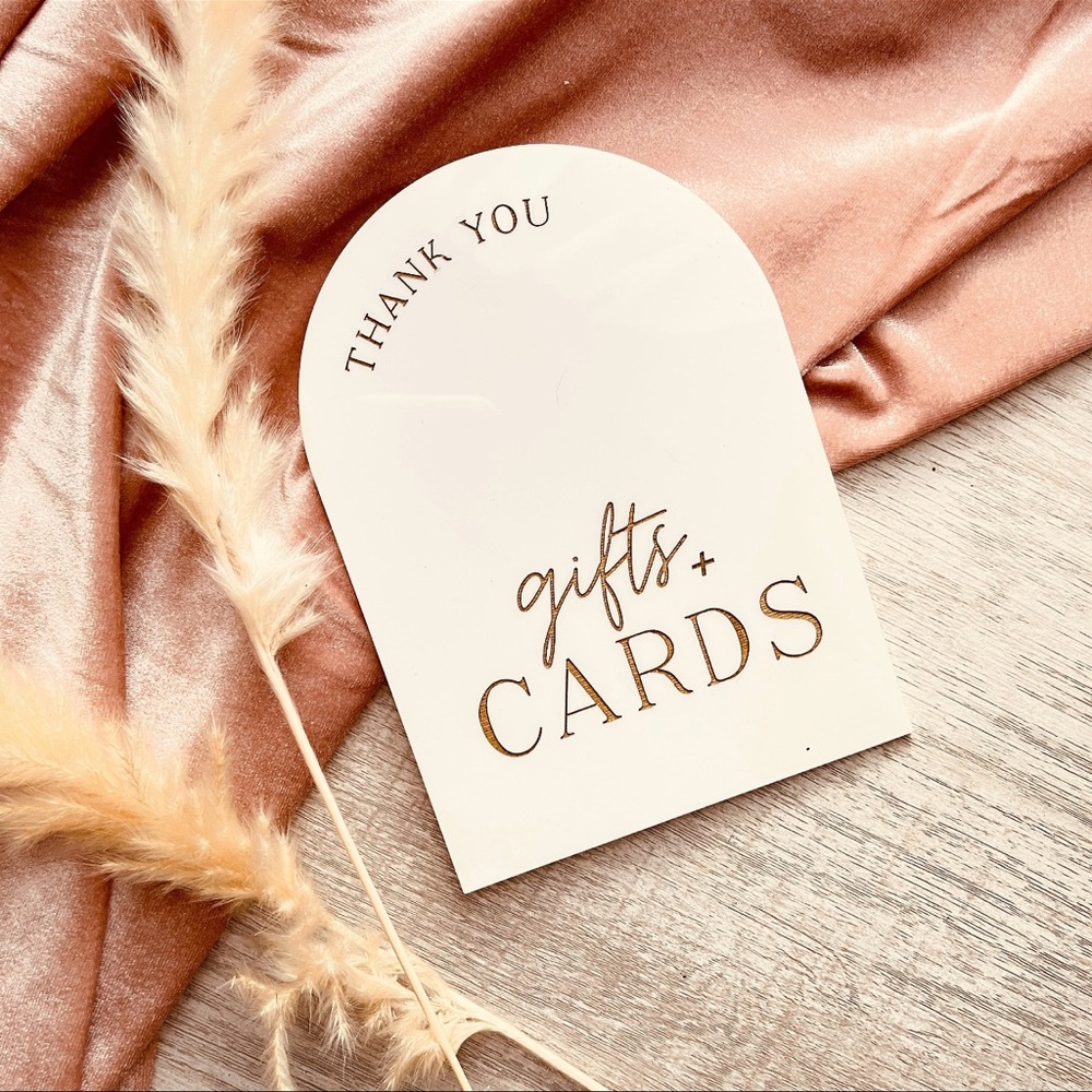 Modern Arch Acrylic Cards and Gifts & guestbook sign